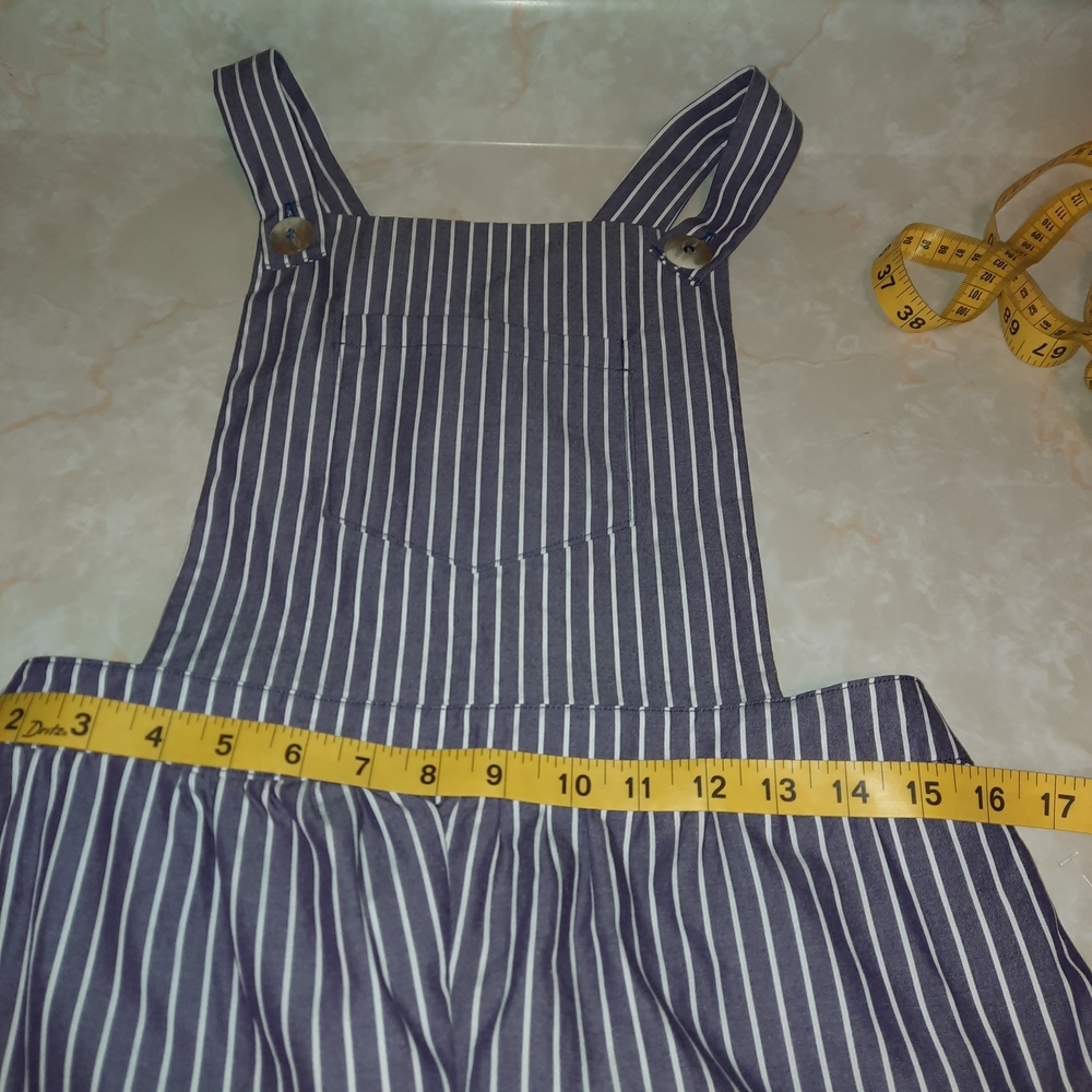 Striped Wide-Leg Overalls - Black & White - Picture 3 of 9